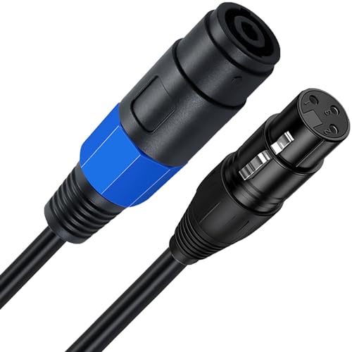 tunghey Speakon to XLR Cable Audio Jack Speakon Plug Female to XLR 3Pin Female Speaker Extension Cable Microphone Mic Wire with Twist Lock for Amplifier Pro DJ PA Stage (0.5M)