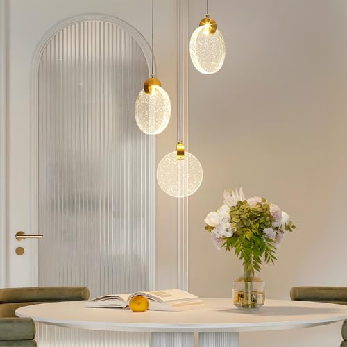 zhxinashu Plafonnier Led, Luminaires Intérieur en Cristal, Lumiere Plafond en Or, Lustre salon moderne Chambre à Coucher Îlot de Cuisine Escalier Couloir (3...