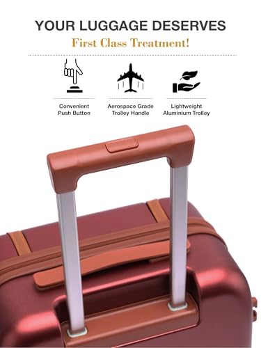 Image of FUR JADEN The Wayfarer 55cm Polycarbonate Travel Luggage Suitcase with 8 StealthTech Silent Shock Absorbing Wheels, TSA Lock & Aviation Grade Telescopic Trolley (Maroon, Cabin 20 inch)