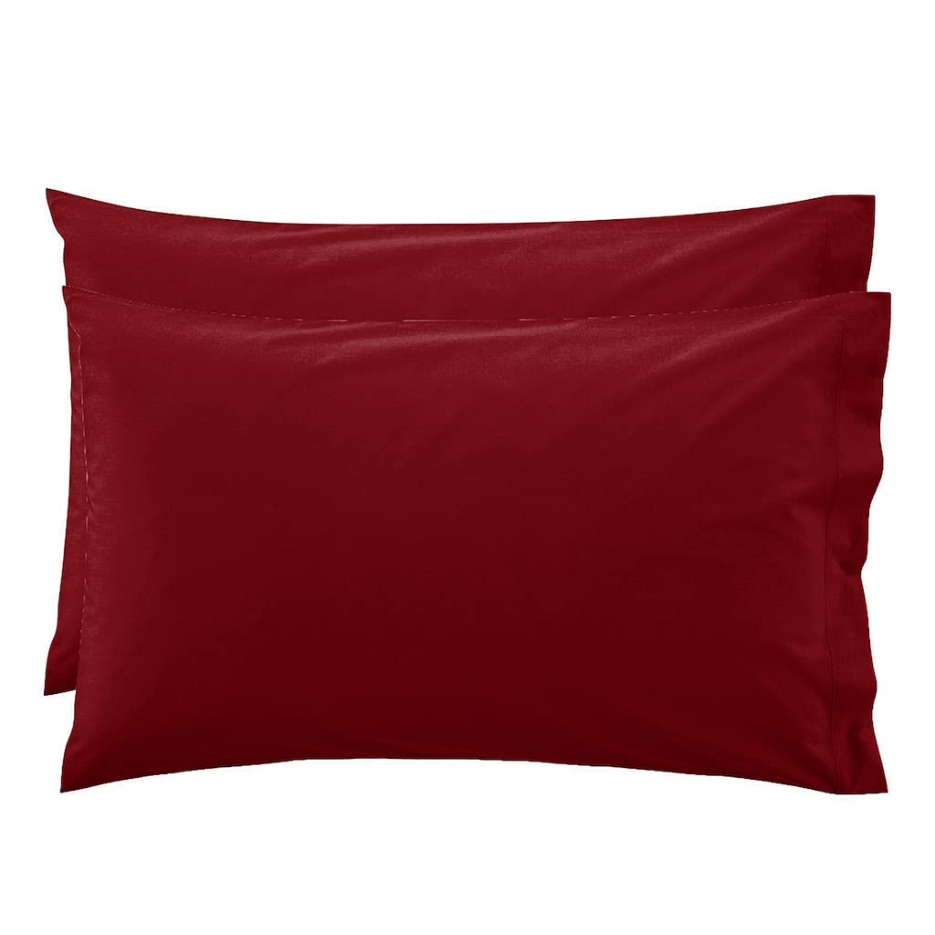 LARA MORADA - Set Completo Lenzuola Una Piazza E Mezza, Misura Francese, 100% Cotone, Made in Italy, Tinta Unita, per Letto 1 Piazza E Mezza 140x200cm, Bordeaux