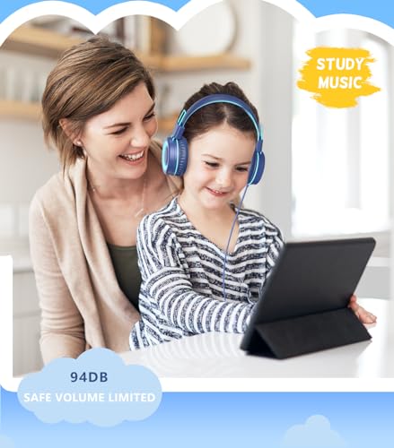 Upgrade USB Type C Kids Headphone for School, 94dB Safe Volume Limited, HD Stereo Sound, Foldable Lightweight On-Ear Headphones for Boys/Girls/Students/Tablet/Travel (Dark Blue) - Image 5