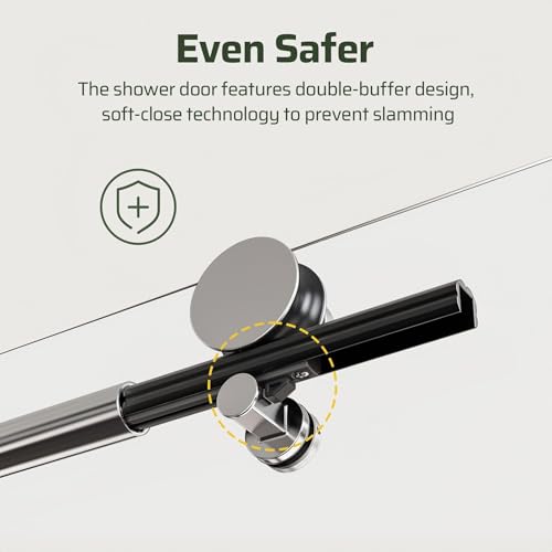 Image of 56-60 inch W x 74 inch H Frameless Shower Door, Bathroom Soft-Close Sliding Shower Doors with 5 /16 inch (8mm) Clear SGCC Tempered Glass and Stainless Steel Hardware, Reversible Installation, Chrome