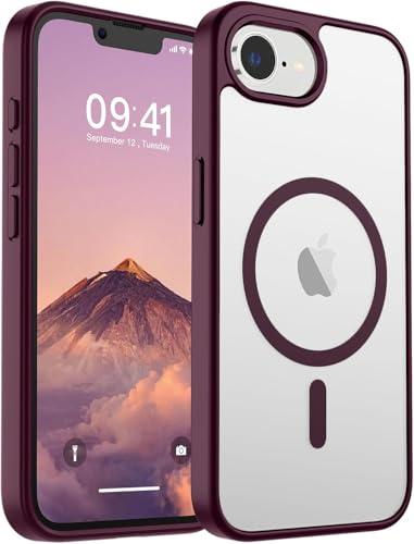 Image of DIZORO Compatible iPhone 17e / iPhone 16e Case,Compatible with MagSafe, Non Yellow Military-Grade Drop Protection & Hard PC Back Cover Slim Transparent Anti-Scratch Shockproof Phone Case - Wine