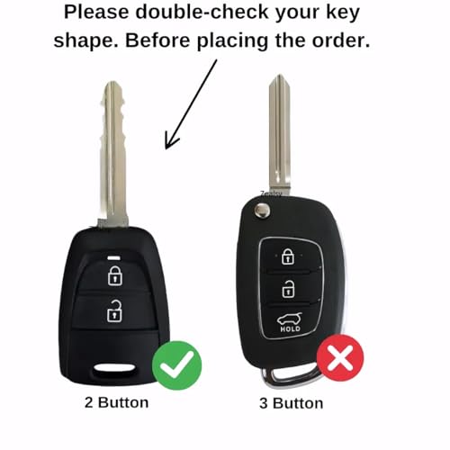 Image of Car Key Cover Compatible for Hyundai Grand i10, Santro, Eon Stylish Full Protection 2-Button Key | Glow-in-The-Dark Car Key Protector