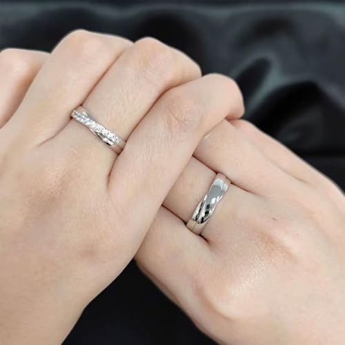 Sterling Silver/10K 14K 18K Gold Custom Wedding Rings for Him and Her with Moissanite/Diamonds Matching Wedding Bands for Couples Size 3-164