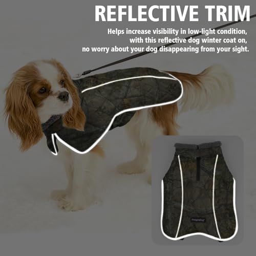 Image of Fragralley Dog Coat Large, Waterproof Dog Jacket with Warm Fleece Lining, Adjustable Reflective Dogs Winter Coat, Turtleneck Pet Coats for Cold Weather (Reed Camouflage XL)