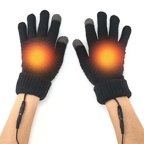 Creamic Hand Warmer Thermal Gloves, 5V Usb Rechargeable Electric Low Wattage Heated Finger Gloves Heated Gloves Winter Gloves (Black) #TOP6