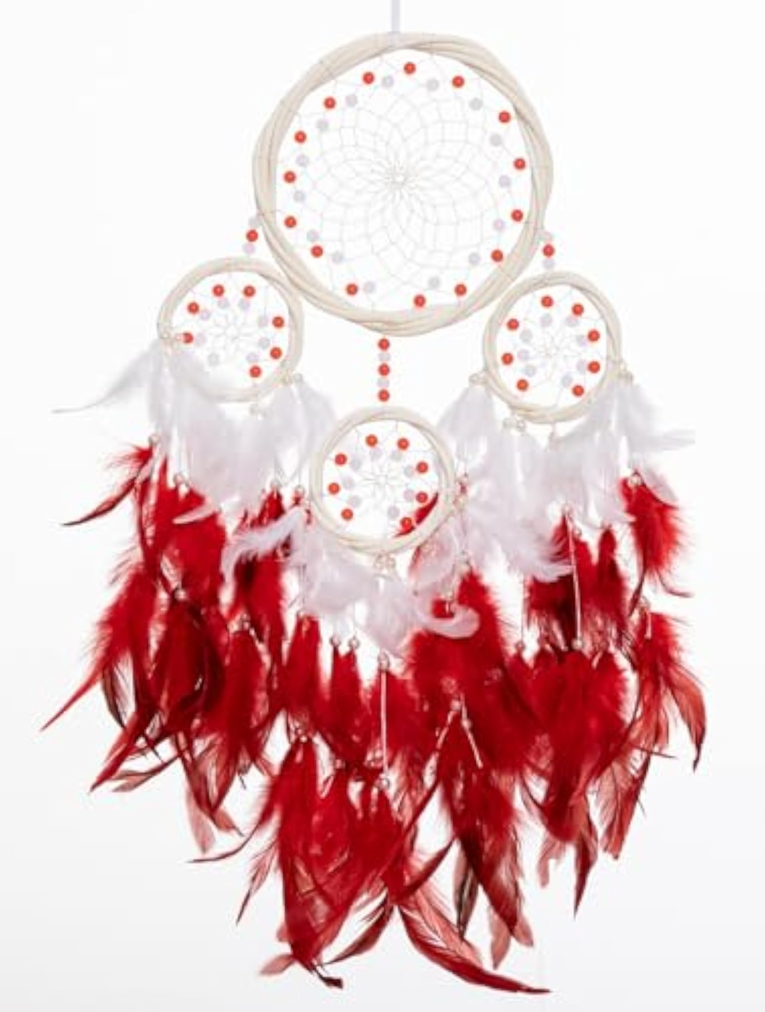 Large Rattan Dream Catcher with Natural Feathers and ABS Crystals