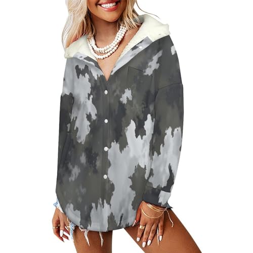 Sweatshirt veste polaire femme grande taille chaude style urbain à capuche