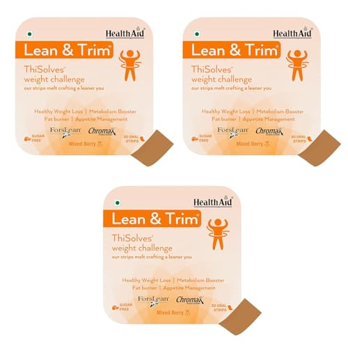Image of HealthAid Lean & Trim ThiSolves Supplement for Men & Women | Supports Metabolism & Active Lifestyle | Sugar Free | Mixed Berry Flavor | 30 Oral Strips(Pack of 3)
