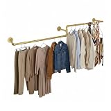 Kleiderstange, Wandmontage, 180 cm, goldfarben, aus Stahl, Wandgarderobe