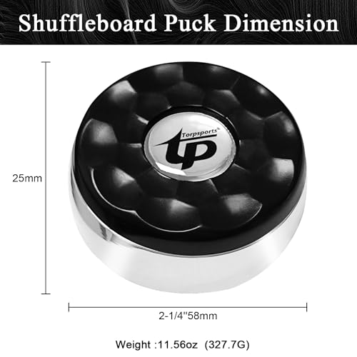 TORPSPORTS Shuffleboard Pucks, 58mm Shuffleboard Puck Set, 8Pcs Shuffleboard Pucks Equipment for Family Fun Home Game Black&Grey