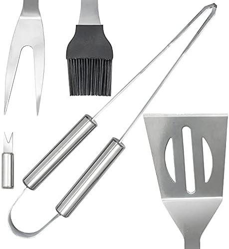 LaDonna 10 Piece Barbecue Accessories Grill Kit Barbecue Utensils BBQ Grill Tools Set Meat Fork BBQ Grill Tongs Barbeque Spatula with Storage Bag for Outdoor Camping BBQ Sets with Case