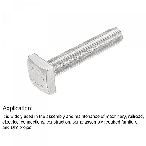 Image of uxcell Square Head Bolt, 10pcs M6x30mm Fully Thread 304 Stainless Steel Grade C Square Machine Screws