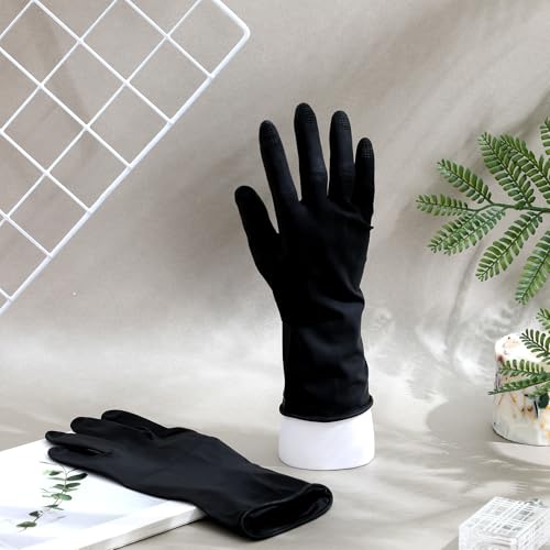 Guantes de látex negros reutilizables tamaño mediano SECFOU que evitan manchas, 10 u 4