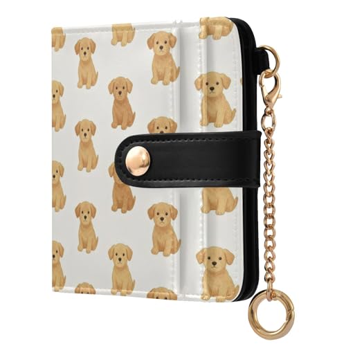 Porte-cartes de crédit mince femme petit portefeuille blanc doodle puppy