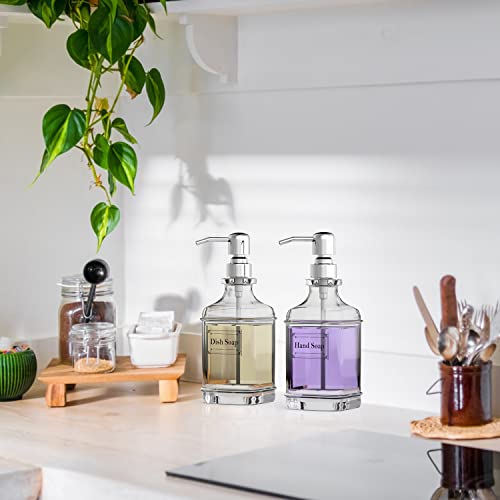 image for GLADPURE Soap Dispenser - 2 Pack, 18 Oz Antique Design Thick Glass Han