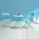 Patiorama 3 Pieces Outdoor Patio Bistro Set, Metal Folding Round Table and Chair, Pattern...