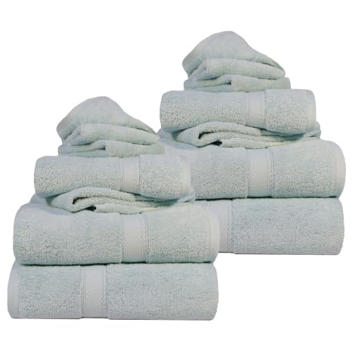 SUPERIOR Egyptian Cotton Ultra Plush & Absorbent, 12 Piece Set, Sea Foam