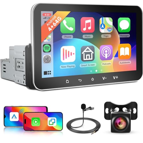 Hodozzy 1Din J[XeI 4G+64G Android 7C`^b`pl CXCarPlay/Android AutoΉ GPS WiFi/Bluetooth ~[O EQ FM/RDS WI  _uUSB 