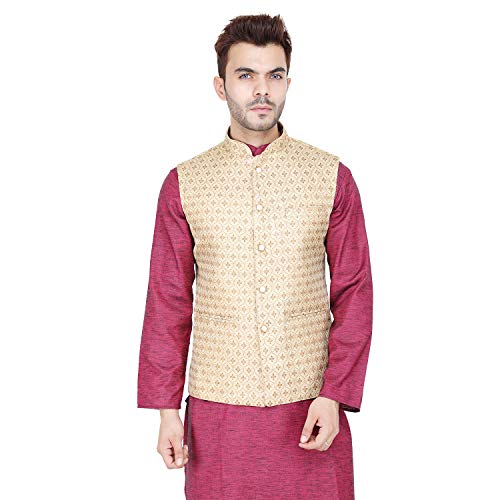Image of Badoliya & Sons Men's Brocade Zari Nehru Jacket /Waist Coat