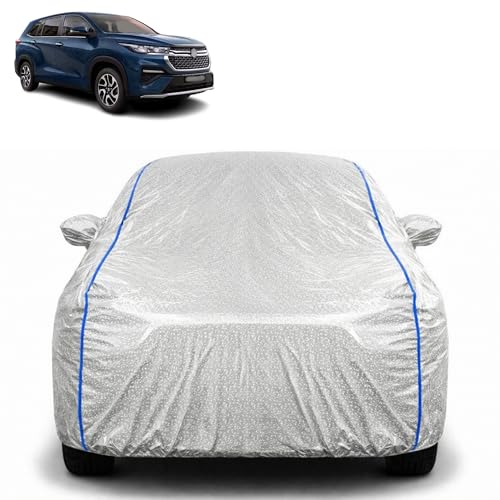 Image of Waterproof Car Cover for Maruti Suzuki Invicto | All Weather Protection | UV Resistant & Dustproof | Soft Cotton Lining to Prevent Scratches | Triple Stitched with Mirror Pockets & Elastic Hem