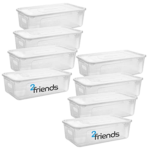 Aufbewahrungsbox mit Deckel, 8er Set Aufbewahrungsboxen, 11 Liter Boxen Aufbewahrung, Aufbewahrungskorb Plastikbox mit Deckel, Kisten Aufbewahrung mit Deckel und Strukturdesign, Model:Emil, Made in EU