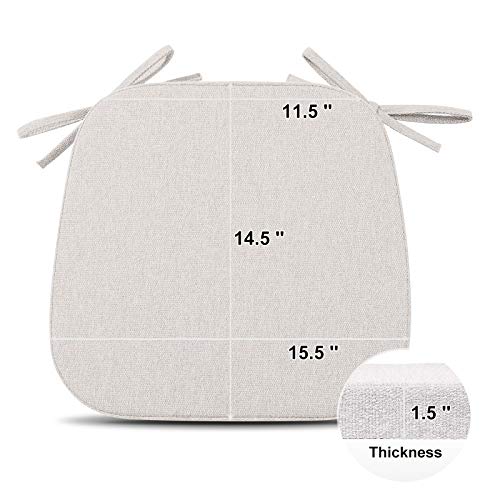Shinnwa Kitchen Chair Cushions For Dining Room Chairs Cushion And Pad With Ties Indoor Non Slip Farmhouse Wooden Metal Seat Pads [14.5 X 15.5 Inches] Off White #TOP1