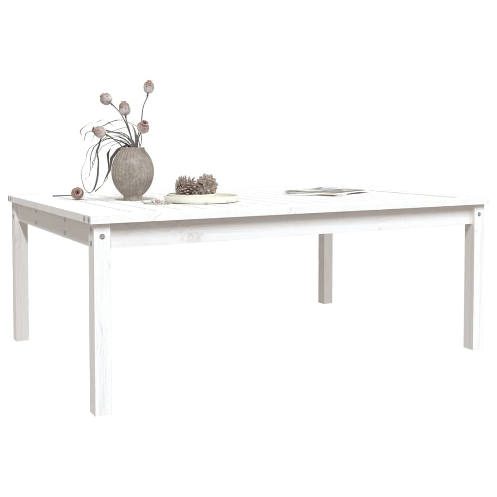 Stół ogrodowy biały 121 x 82,5 x 45 cm lite drewno sosnowe | Stabilny blat stołu, stabilna rama drewniana, łatwy montaż, do ogrodu i na taras