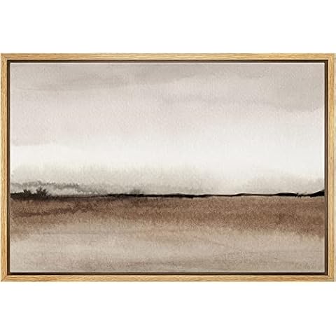 wall26 Framed Canvas Print Wall Art Minimal Brown Pastel Valley Landscape Nature Wilderness Illustrations Fine Art Decorative Multicolor for Living Room, Bedroom, Office - 16"x24" Natural Cover
