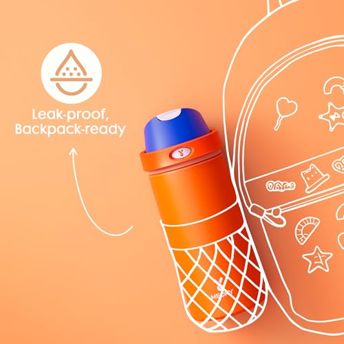 Image of 18 oz Insulated Water Bottle for Kids: Meoky Metal Water Bottle with 2-in-1 Straw and Spout Lid - Leak Proof, Cold for 24 Hours, BPA-Free for Boys School Sports, Blue Citrus