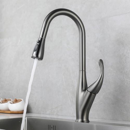 Mitigeur d'évier de cuisine en laiton gris avec finition haut de gamme - 3