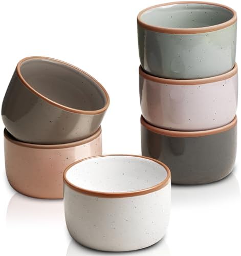 Morandi Color Ramekins Set of 6, 6 oz Creme Brulee Ramekin Oven S...