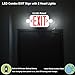 LIT-PaTH LED Combo EXIT Sign with 2 Adjustable Head Lights and Doube Face, Back Up Batteries- US Standard Red Letter Emergency Exit Lighting, UL 924 and CEC Qualified, 120-277 Voltage, 1-Pack