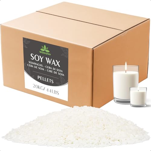 Waxcanpy Cera di soia per Candele 20KG, Cera per Candele di Prima qualità, Cera per Candele Fai da Te, Cera di soia Organica 100% Naturale per Candele