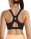 RUNNING GIRL High Impact Sports Bras for Women, Racerback Adjustable Straps Sports Bras for Women with Sewn in Pads_WX3106_Black_XL