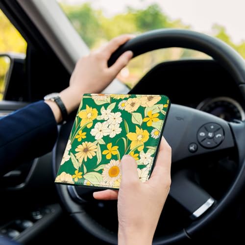 Image of CoBak Car Registration and Insurance Holder - Vehicle Glove Box Car Organizer, Auto Truck Comparment Accessories Case for Essential Document, Driver License, Cards (Blossom Forest Green)