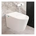 Smart Wall Hung Toilet Combo,Auto Flush, Auto Open/Close LId,Heated Seat,Warm Water/Dryer, Modern Elongated Bidet Toilet with In wall Carrier (No need to buy an additional Water Tank)