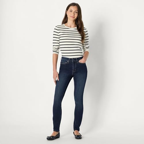 11 Best Mid Rise Jeans for Women Over 50 (That Actually Fit Right) 5 Amazon Essentials Women's High Stretch Mid-Rise Skinny Jeans, Dark Wash, 12