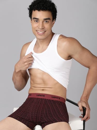 Image of Levi's 022 Trunk for Men | Cotton Stretch Fabric | Printed Men's Underwear | Anti-Roll Waistband | Extra Supportive Gusset | Functional Fly | No Ride-Up | Mid Length Fit | Tagless | Pack of 2