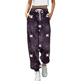 Halloween Kostüm Damen Bedruckte Casualhosen Halloween Europäischen Amerikanischen Casual Mode 3D Druck frauen Bein Hosen Kordelzug Hohe Taille Casual Hosen Vintage Schön Hose für Cosplay (Grey, XXL)