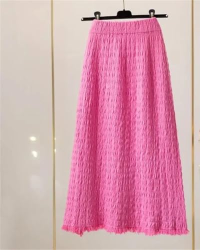Women’s Winter Knit Skirt High Waist A-Line Midi Long Fringe Hem Slim Casual Party Skirts2