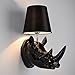 Produktbild Modeen American Village Bunte Resin Nashorn Kopf Wandleuchte Europäische Tuch Lampe Schatten Wohnzimmer Schlafzimmer Wand Lampe Creative Bar KTV Home Zubehör (Color : Black-S)