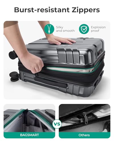 Image of BAGSMART Expandable Carry On Luggage 22x14x9 Airline Approved, Gray | Spinner Wheels, TSA Lock, Lightweight Hard Shell, Suitcase,22x14x9 Airline Approved