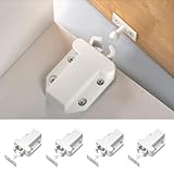 Cabinet Push Latch, Push to Open Catch Lock, Rebound Self-Locking Catch, Push to Open Door Latch Cabinet Hardware, for Cabinet Drawer Wardrobe Kitchen Door, White, 4 Pack