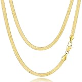 KROMPG 3.5mm Necklaces 14K Gold Chain Necklace Women Mens Chain 14K Gold Necklace for Women Non Tarnish Herringbone Necklaces for Womens Snake Chains 16'' 18'' 20'' 22'' 24'' 26'' 30''