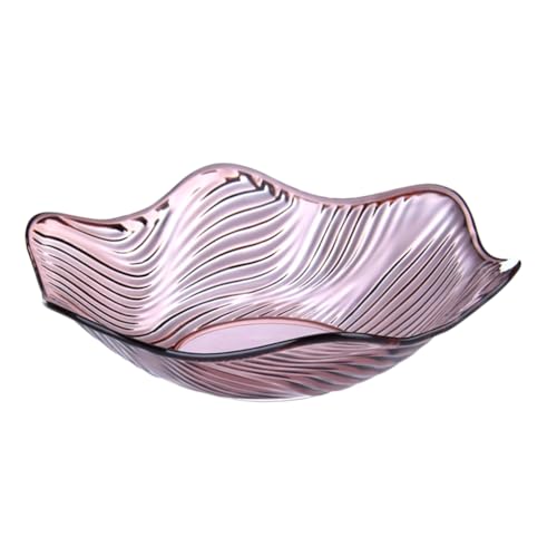 Unomor Modern Crystal Fruit Bowl, Purple, 25.8*25.8*6.8cm, Glass, , Oval, Floral, 1ml, Serving Bowl, Snack, Dessert, Candy, Vegetable, Bread, Pastries