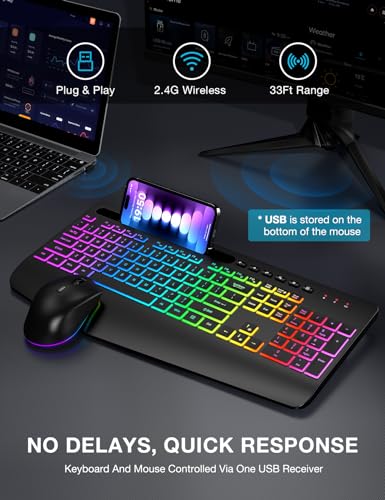Sablute KL3 PRO Wireless Keyboard And Mouse Combo, 9 Backlit Effects thumb #6