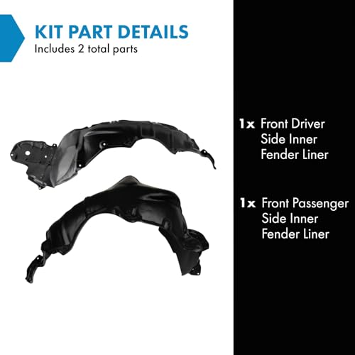 Image of TRQ Front Driver and Passenger Side Inner Fender Liner Set Compatible with 2010-2015 Toyota Prius