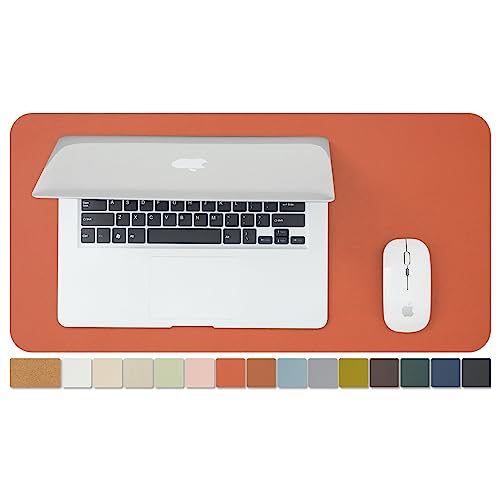 ナチュラルコルク &PU両面デスクマット、大型マウスパッド、デスクプロテクター、防水キーボードマット、オフィス/家庭/ゲーム/装飾に最適（オレンジ、60cm*30cm）